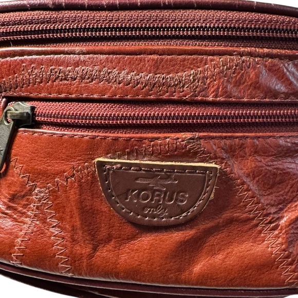 Vintage 90s Korus Men's Brown Leather Waist Bag Hip Fanny Pack MINTY - Picture 2 of 8